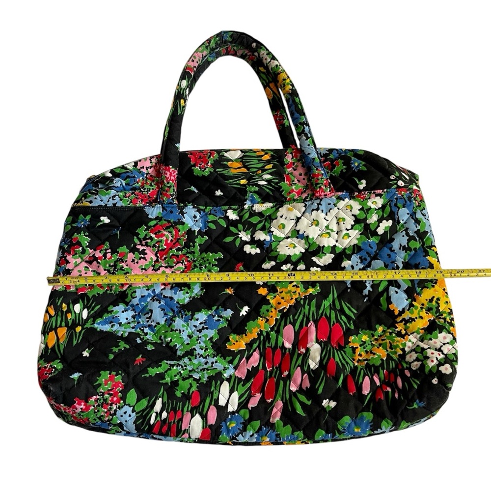 Valerie Barad Vintage Quilted Floral Bag Purse Black with Colorful Flowers